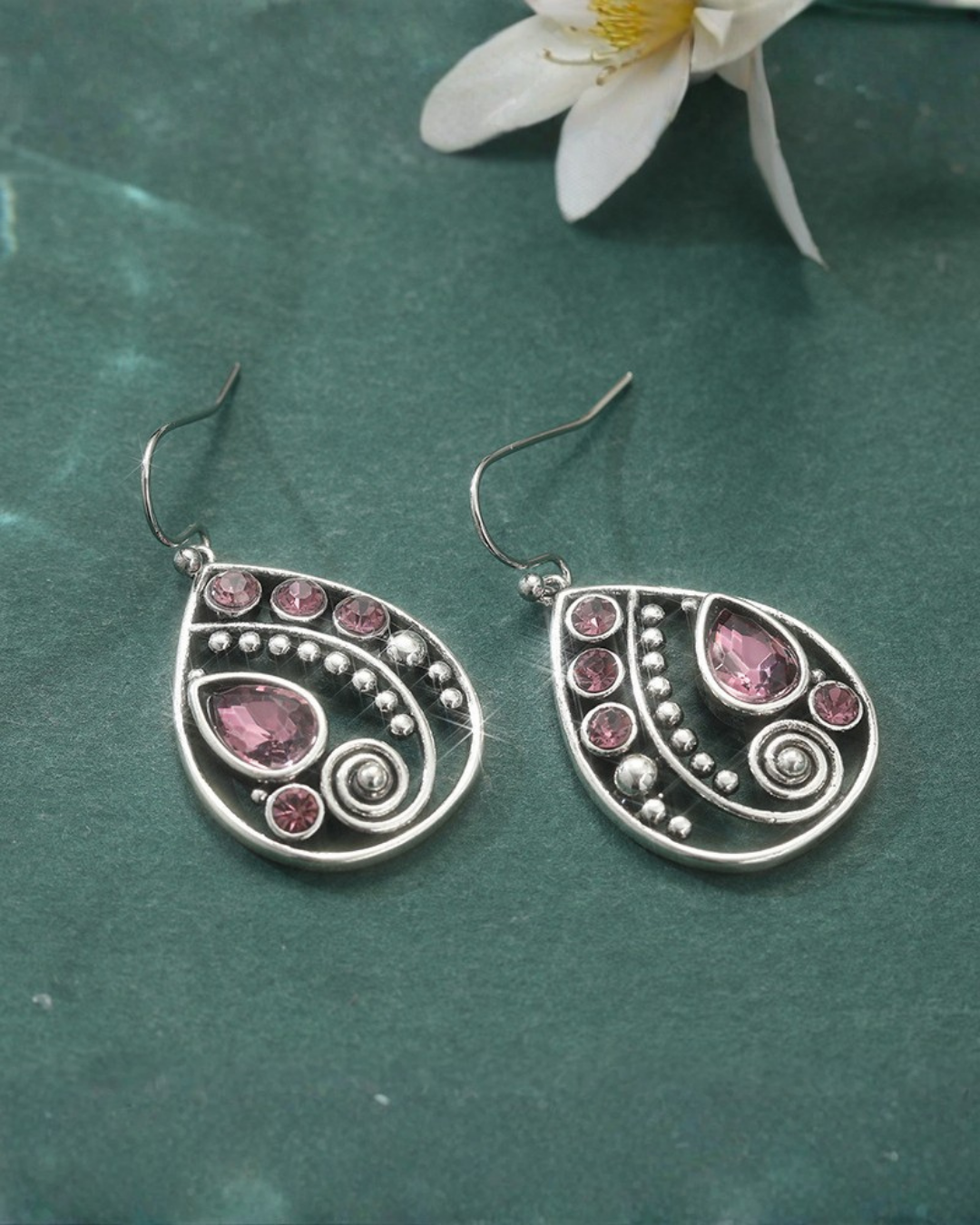 Rose Crystal Drop Earrings