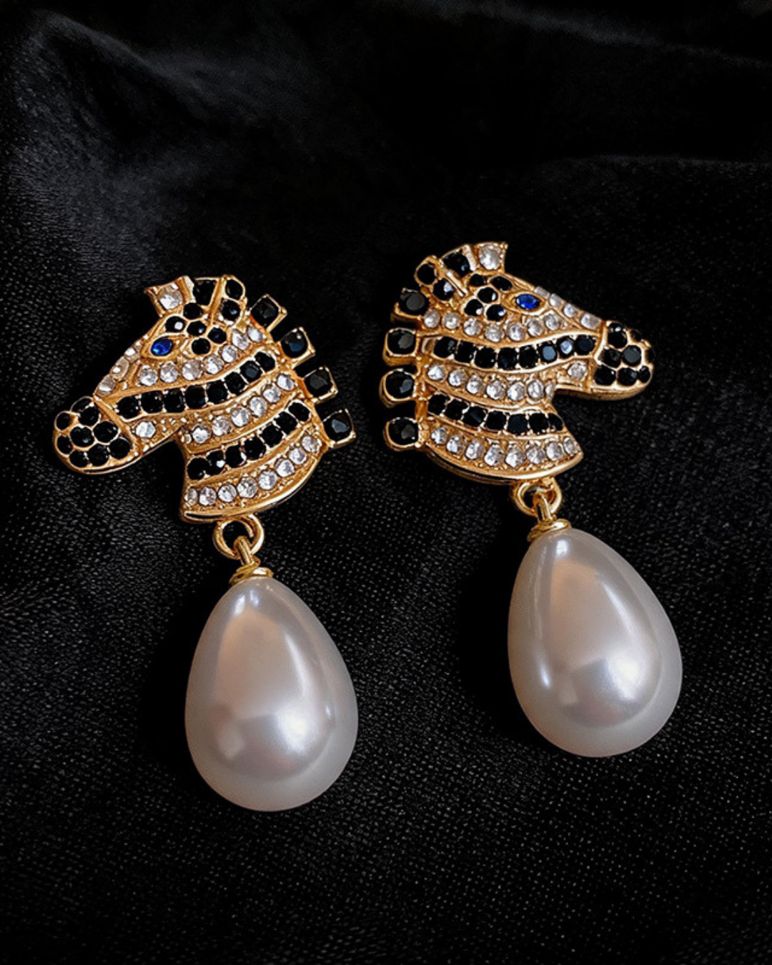 Zebra Pearl Drop Earrings