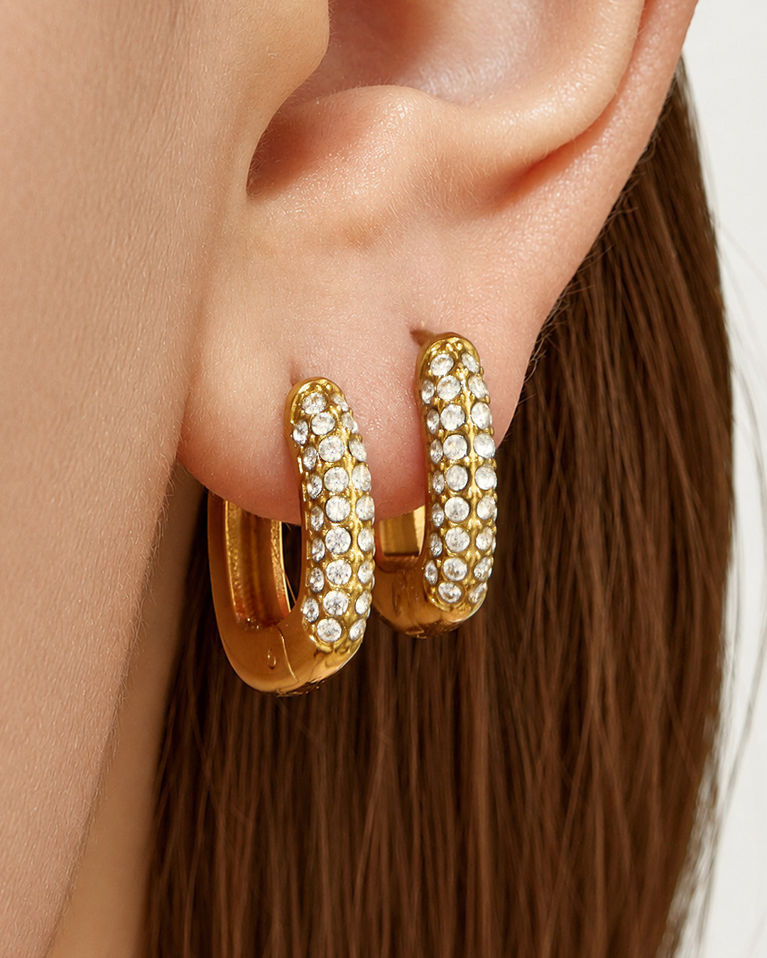 Crystal Pavé Huggie Earrings