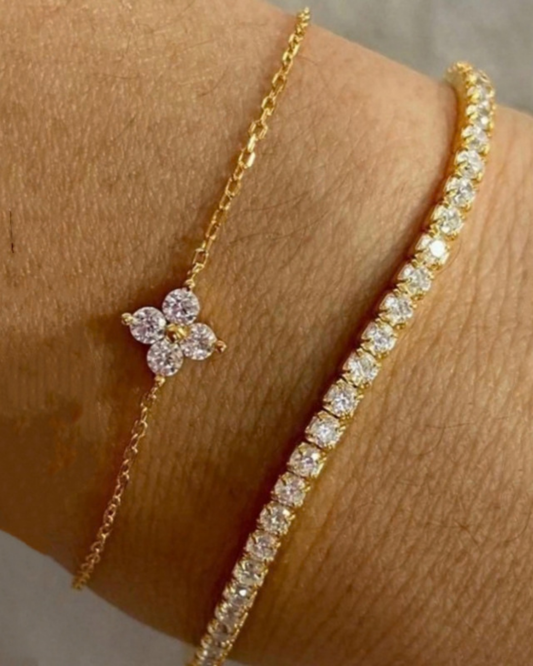 Radiant Clover Layered Bracelet Set