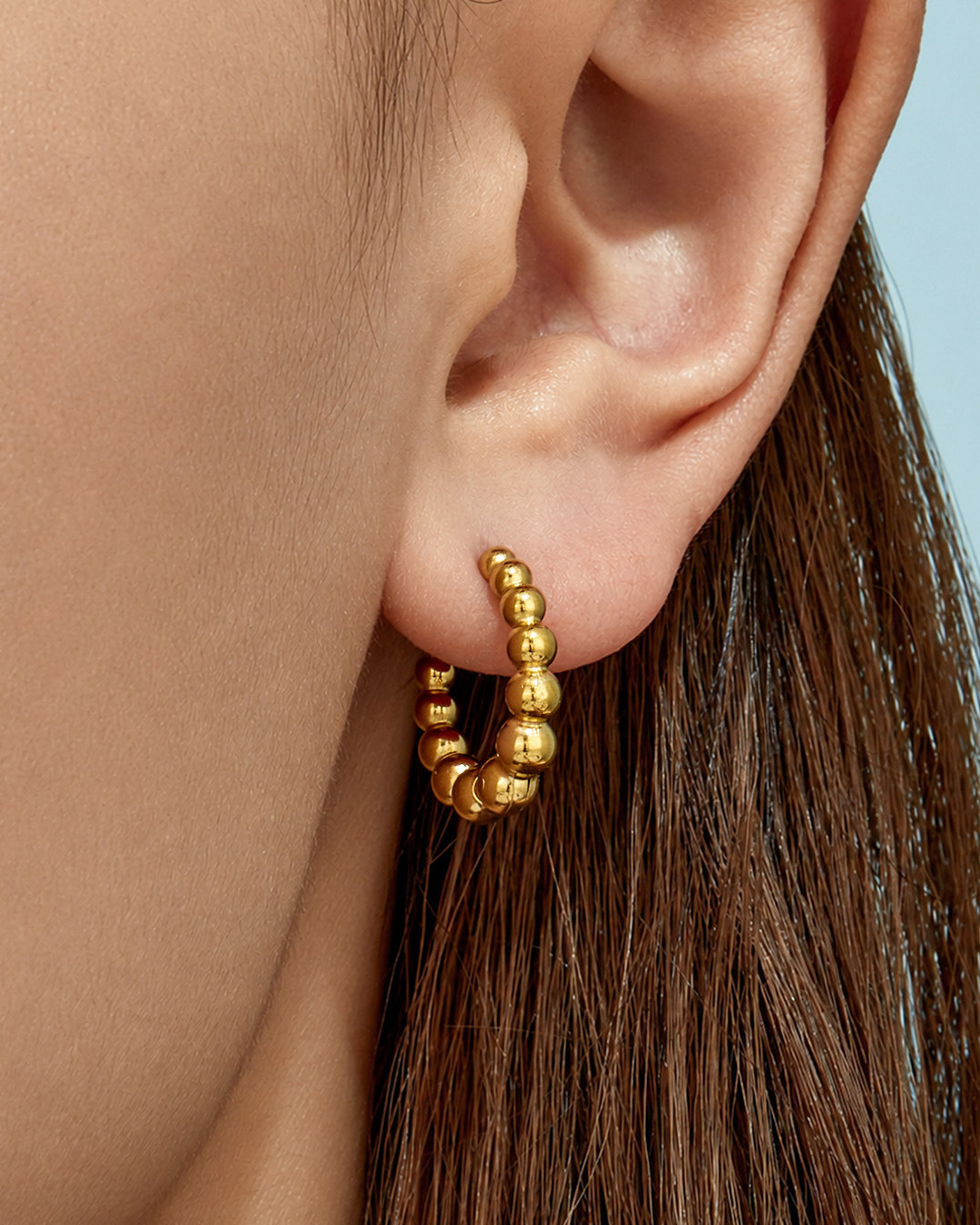 Graduated Bead Hoop Earrings