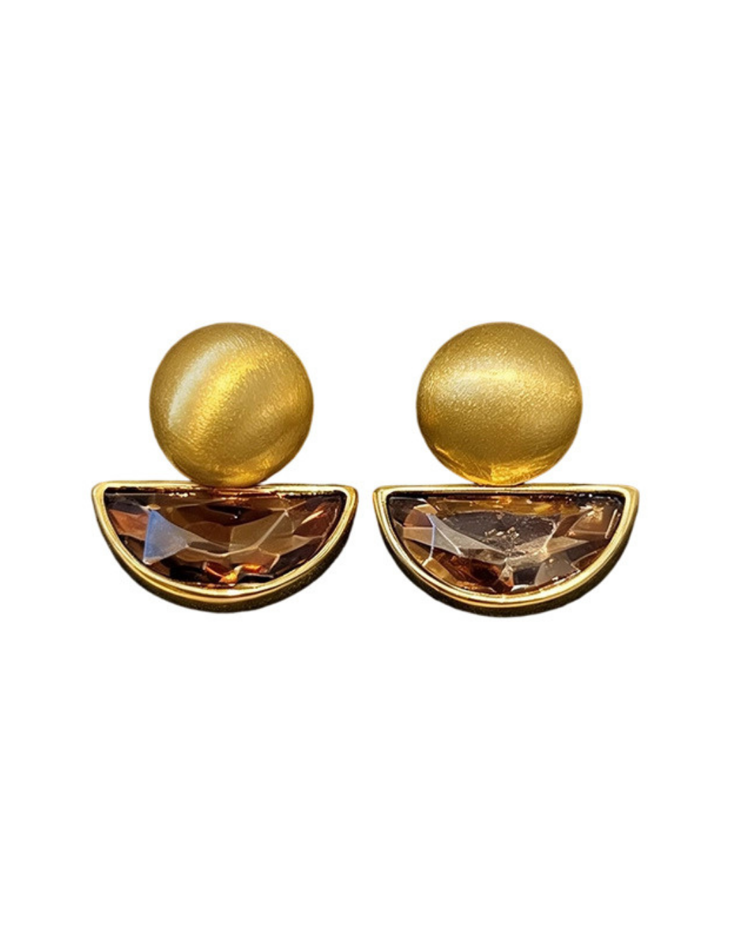 Amber Crescent Stud Earrings