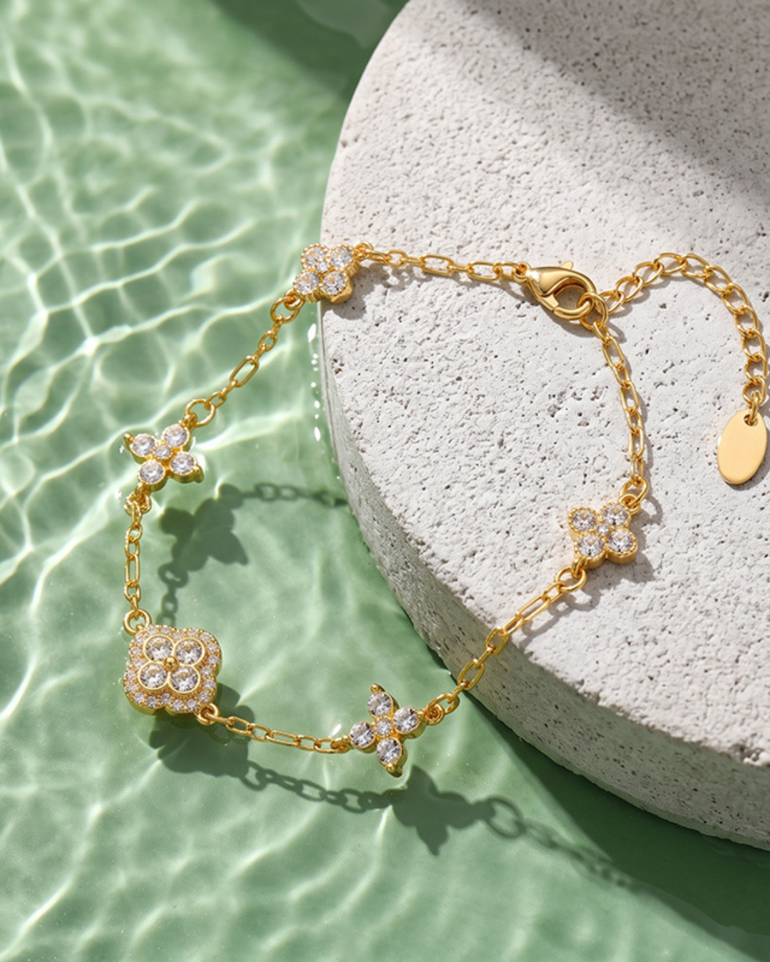 Crystal Clover & Leaf Bracelet