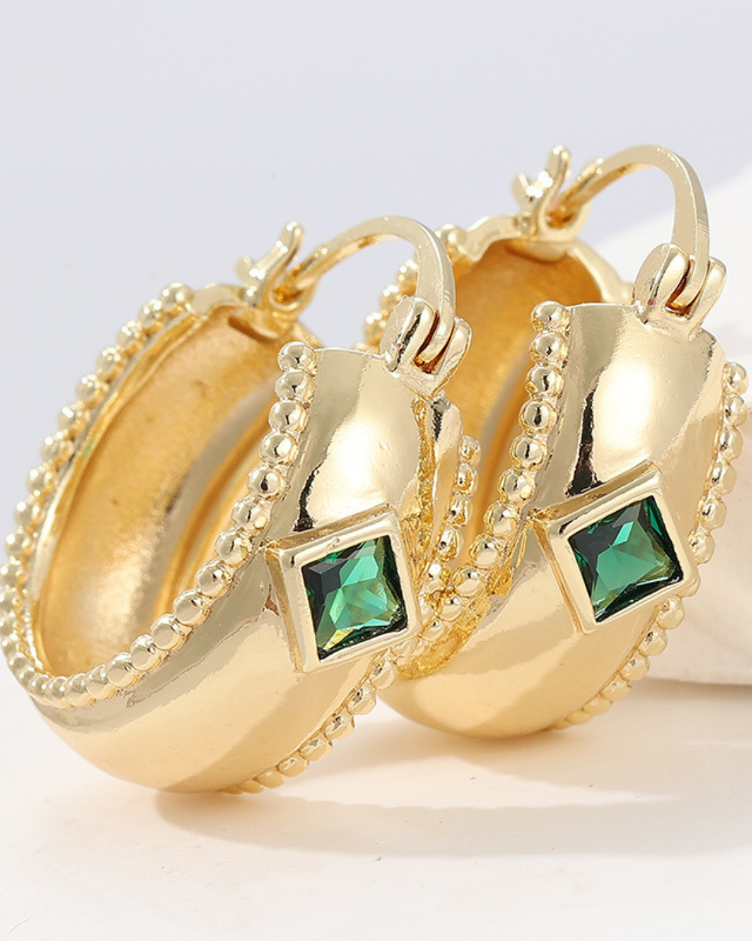Vintage Square Crystal Hoop Earrings