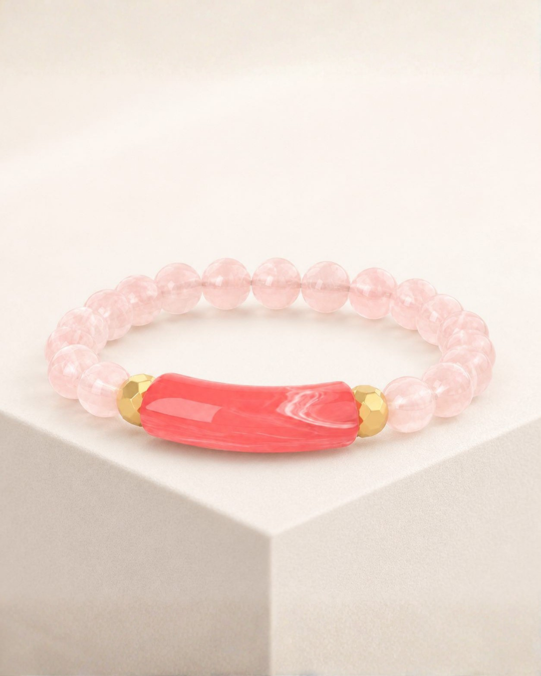 Rose Pink Bead Stretch Bracelet