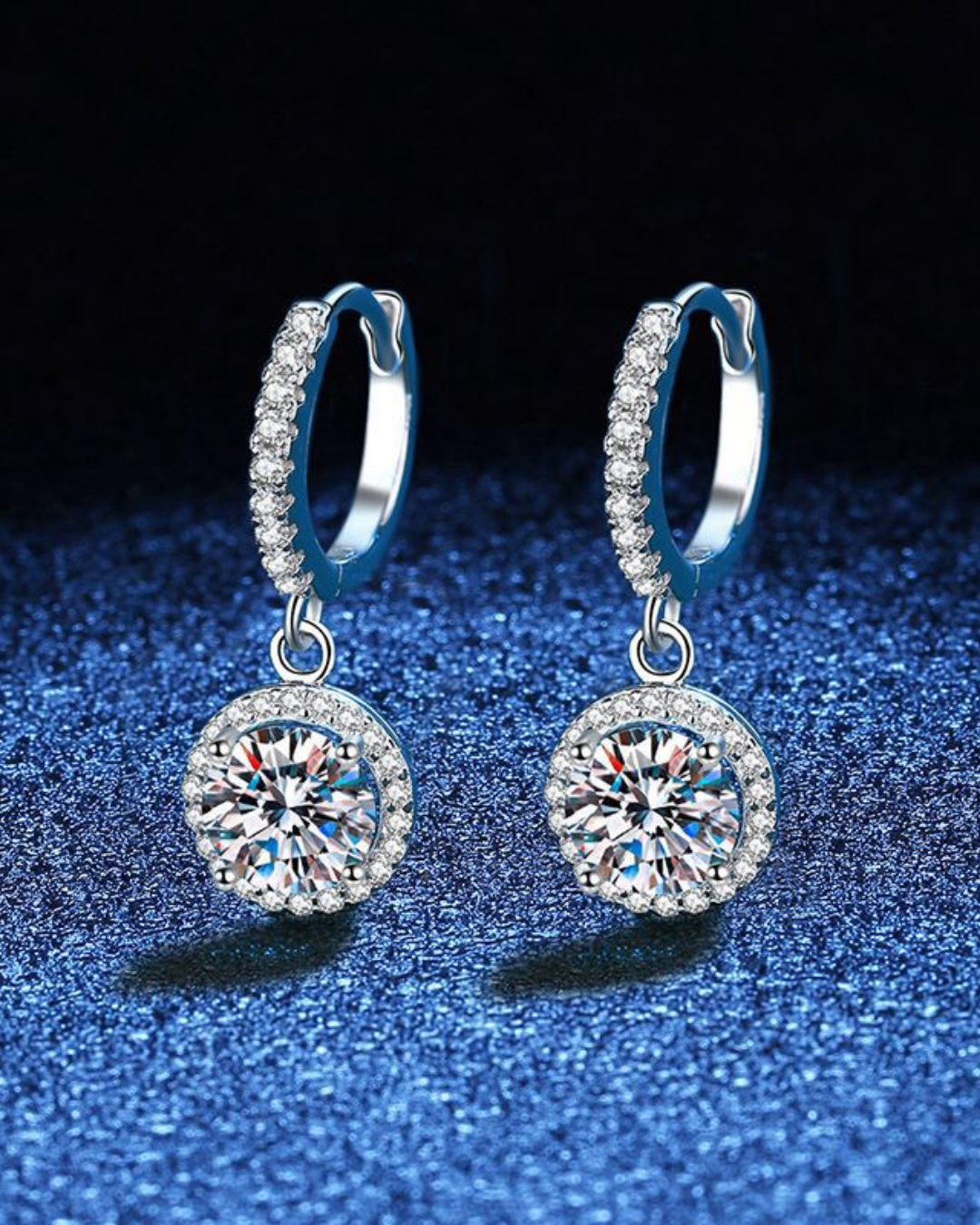 Moissanite Halo Drop Earrings