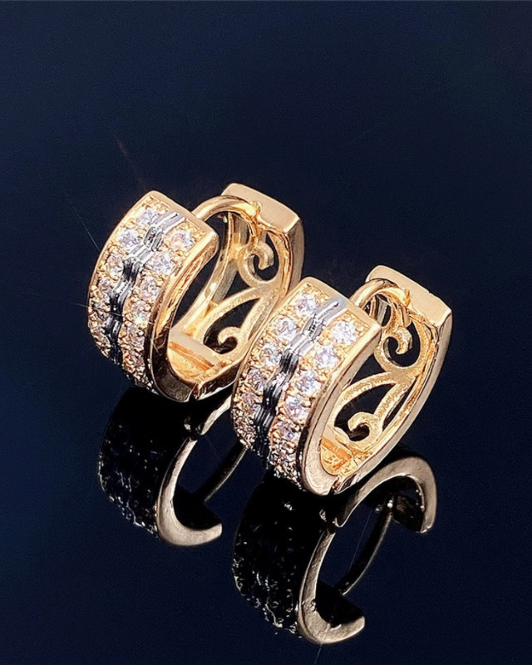 Signature Two-Tone Zircon Huggie Earrings