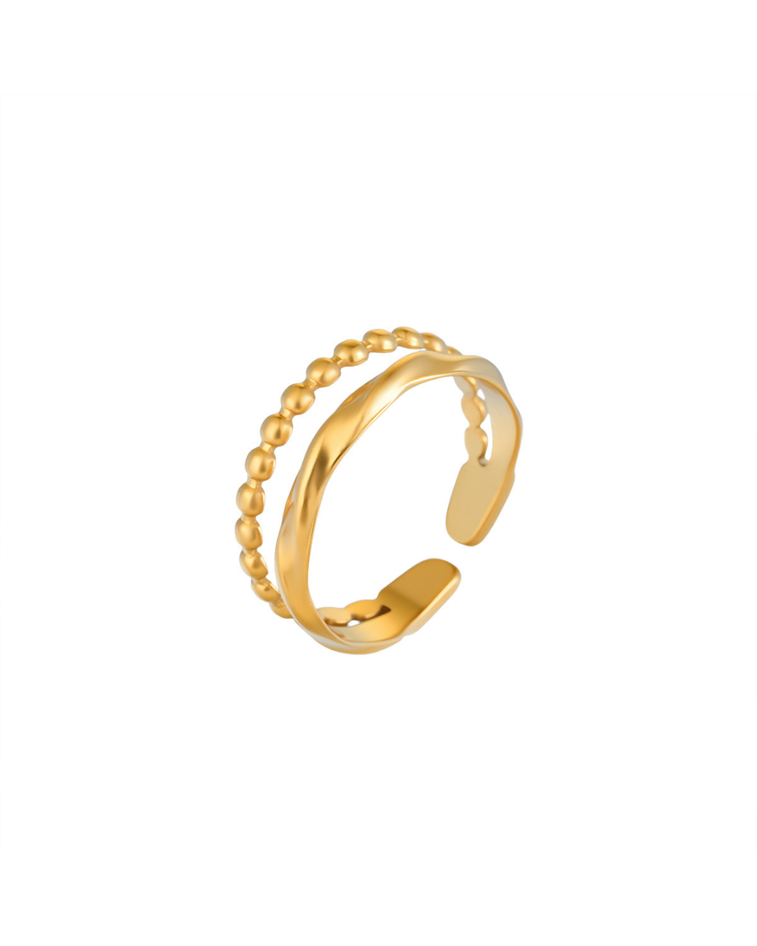 Sculpted Double-Band Adjustable Ring