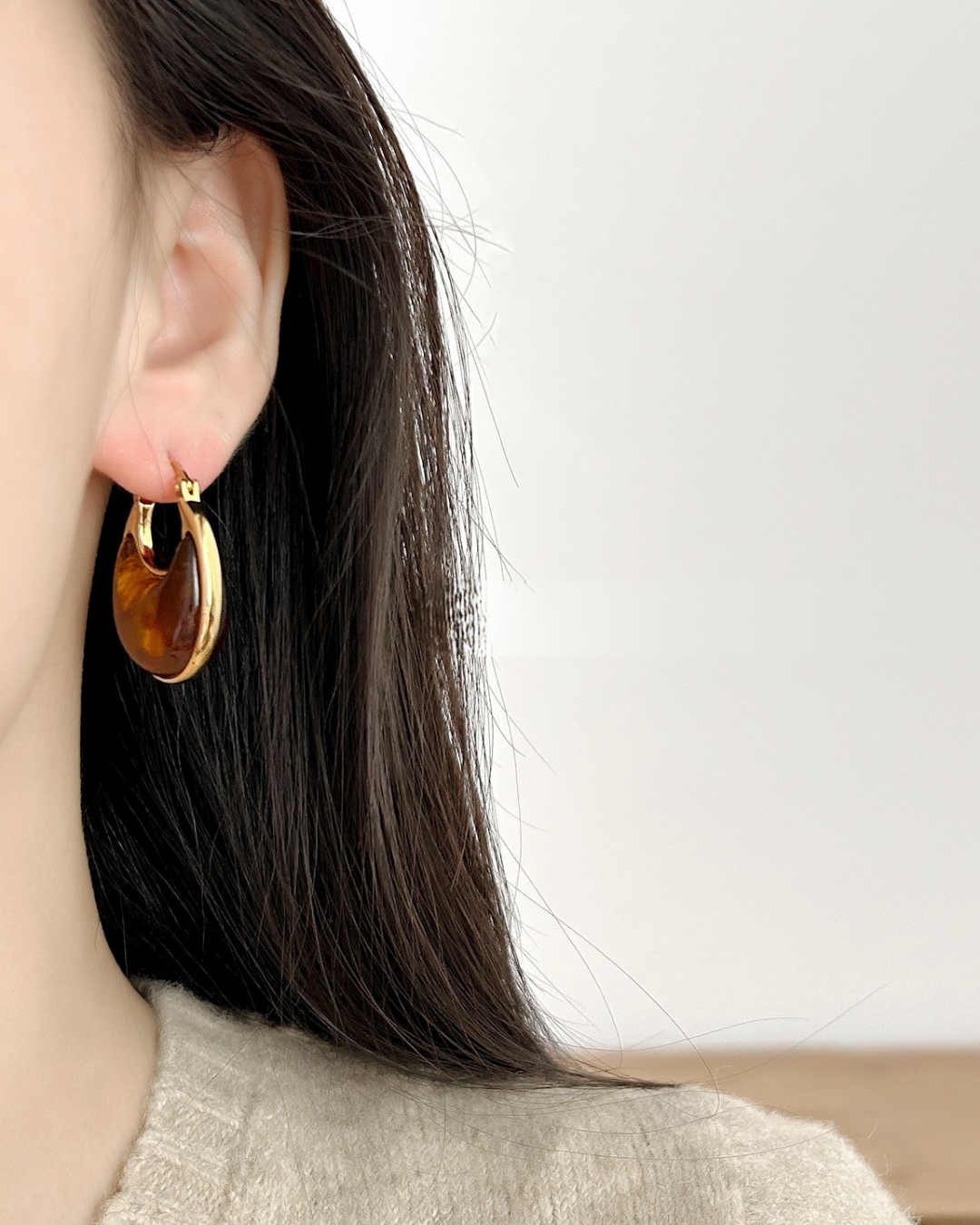 Marbled Crescent Hoop Earrings