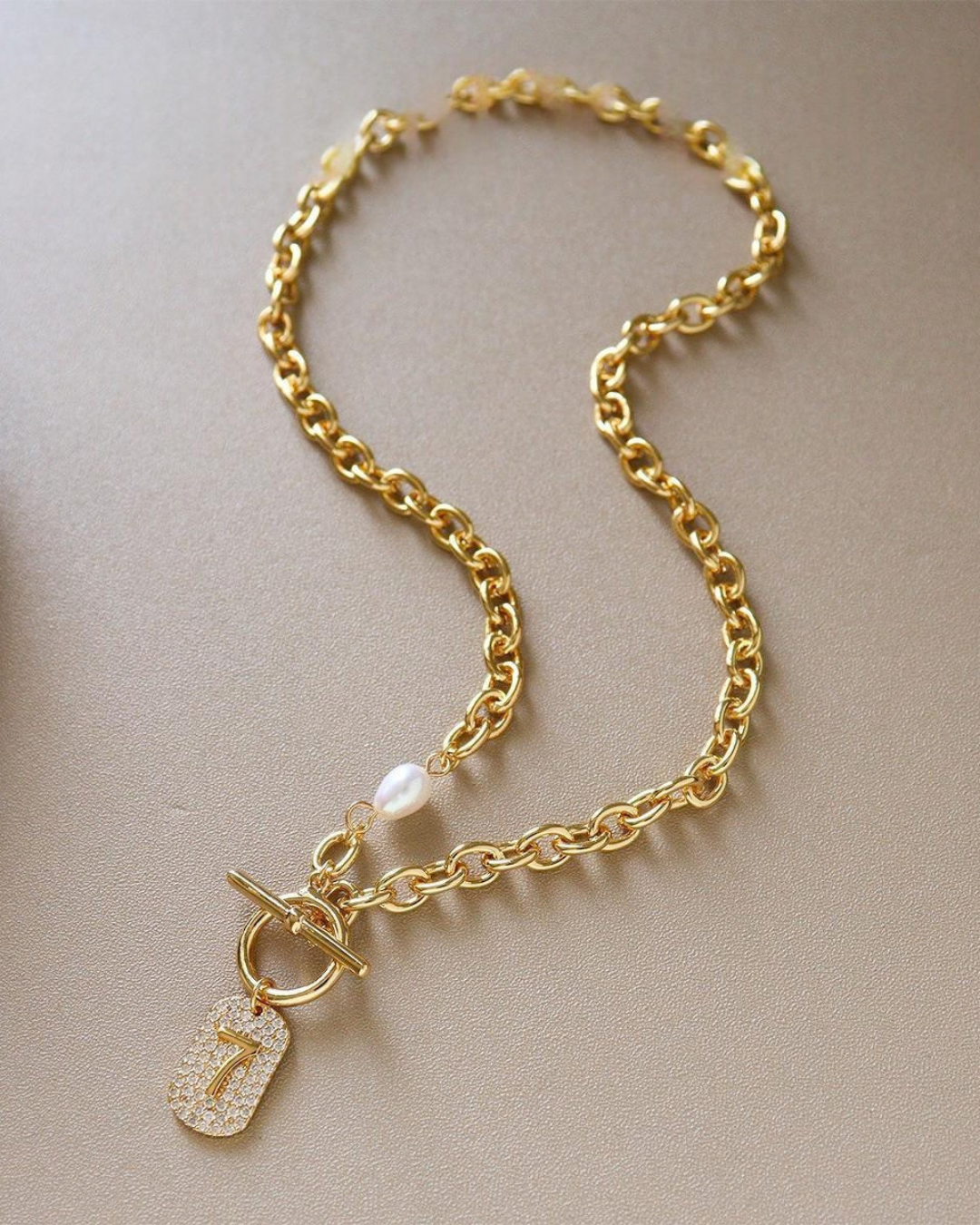 Lucky Seven Zircon Toggle Necklace