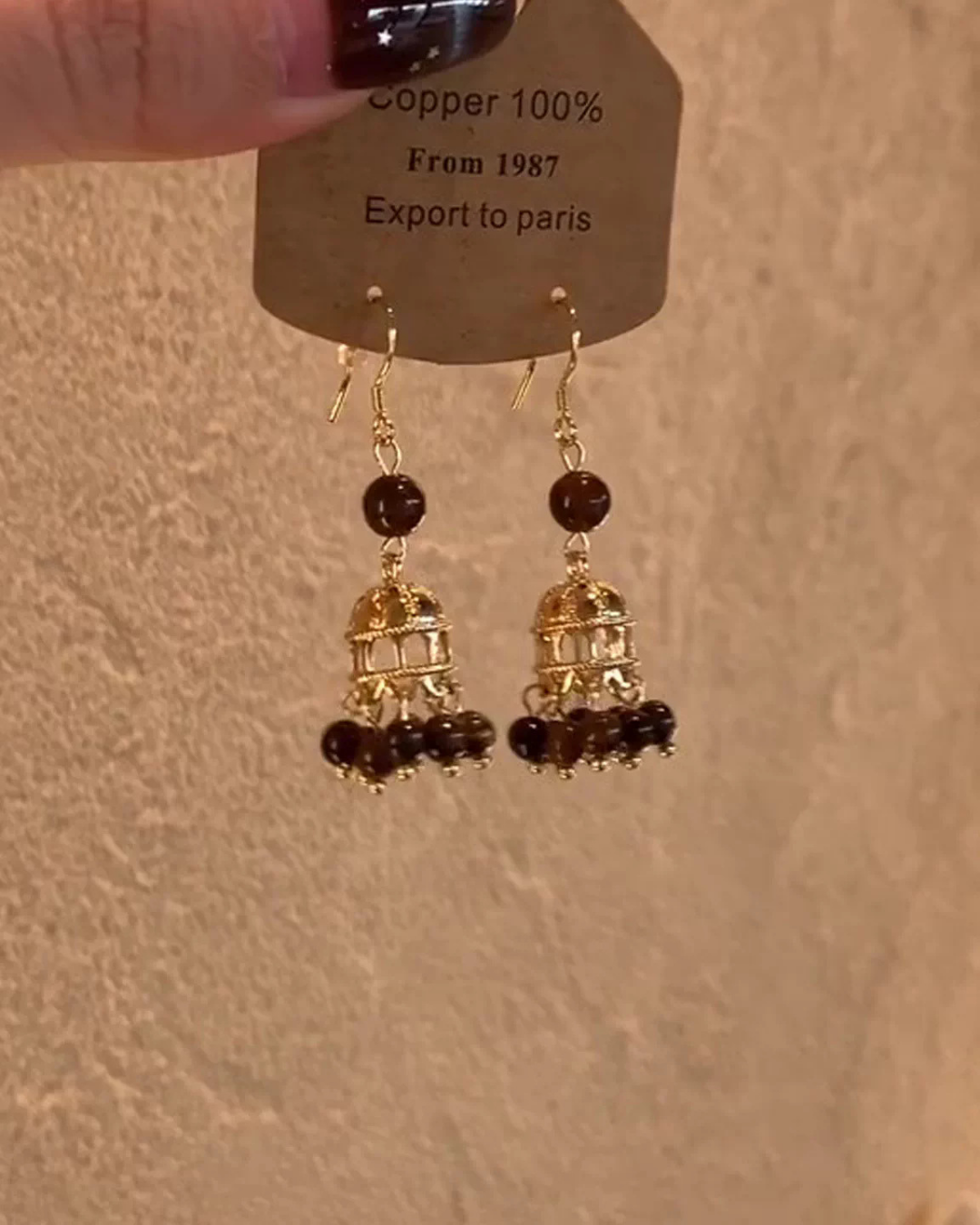 Vintage Amber Bell Drop Earrings