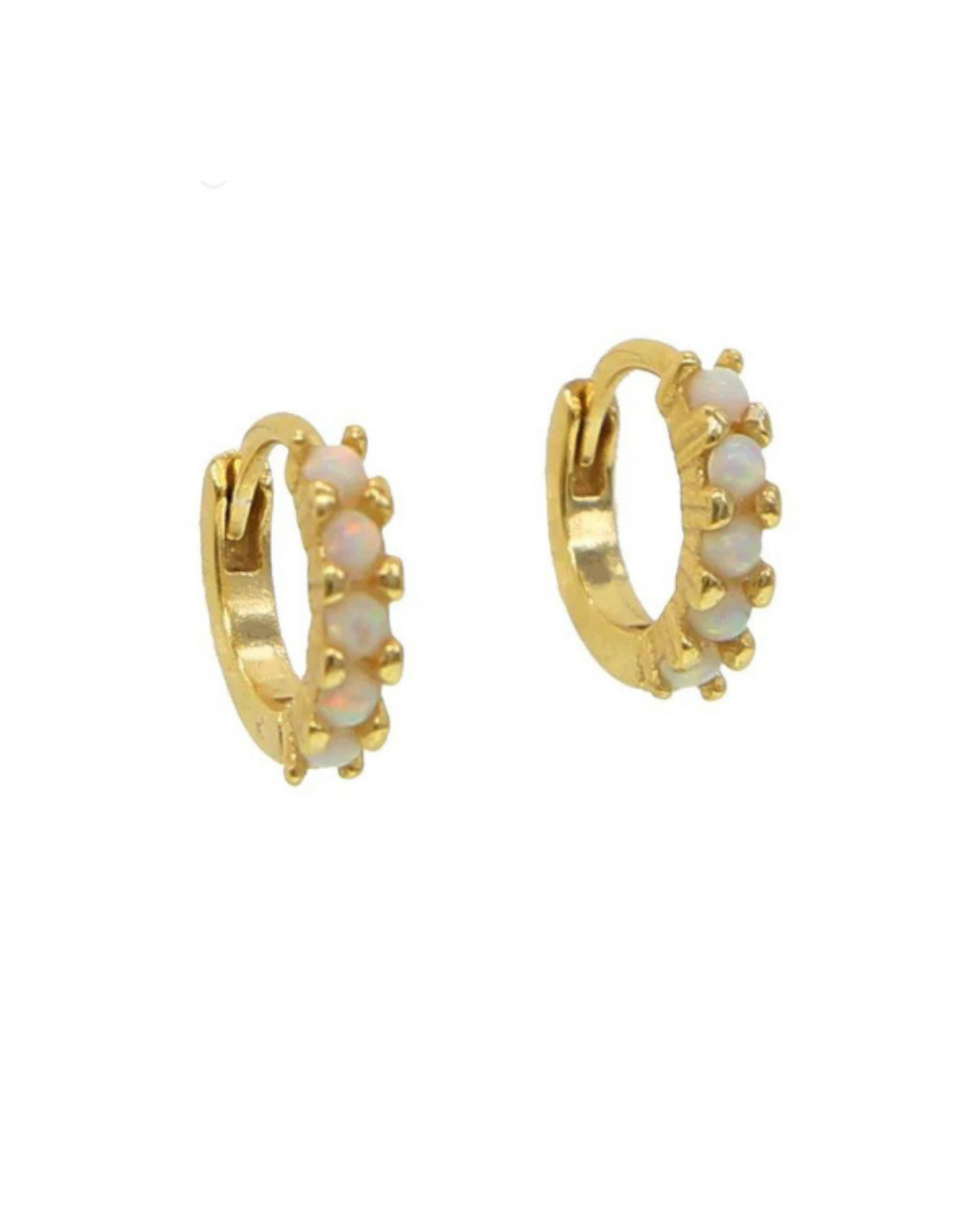 White Zircon Huggie Hoop Earrings