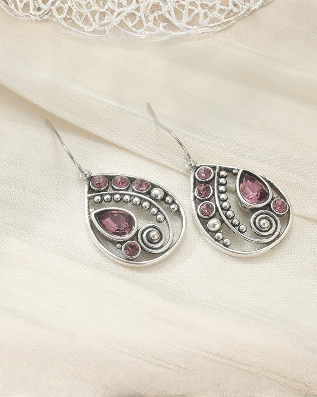 Rose Crystal Drop Earrings