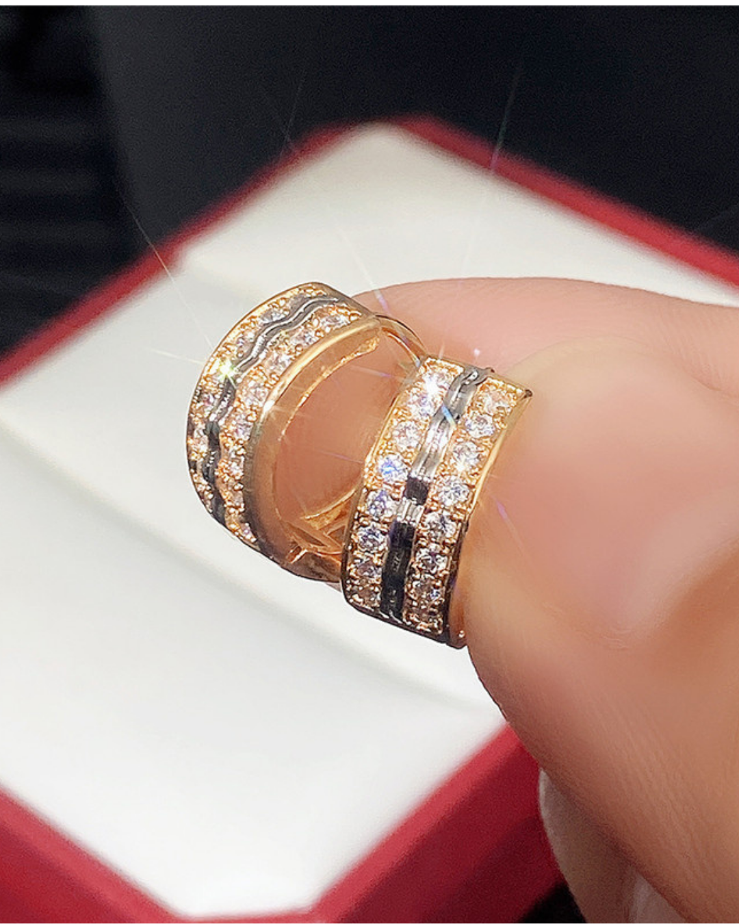 Signature Two-Tone Zircon Huggie Earrings