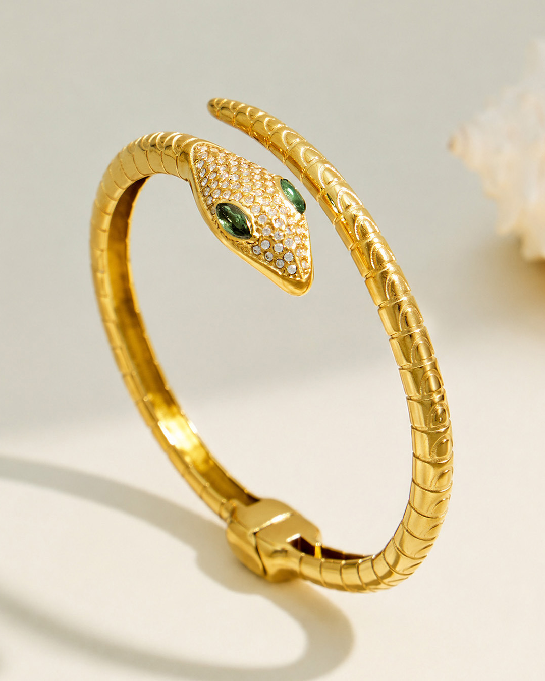 Emerald Serpent Cuff Bracelet