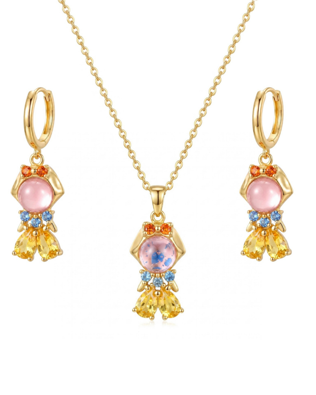 Crystal Mermaid Pendant Jewelry Set