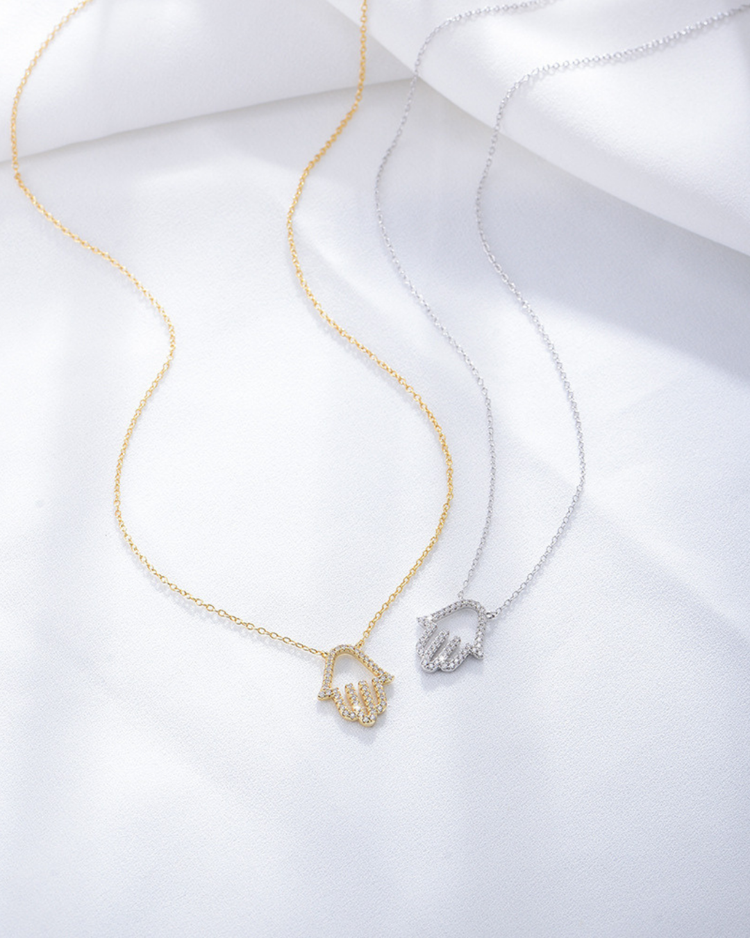 Crystal Hamsa Pendant Necklace