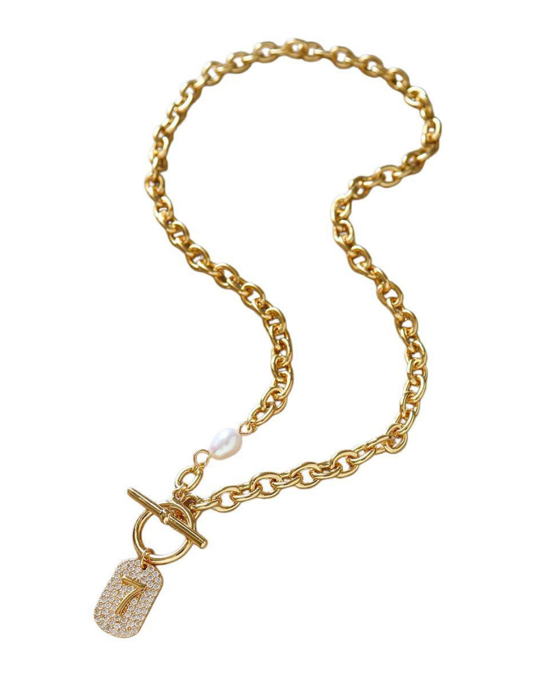 Lucky Seven Zircon Toggle Necklace