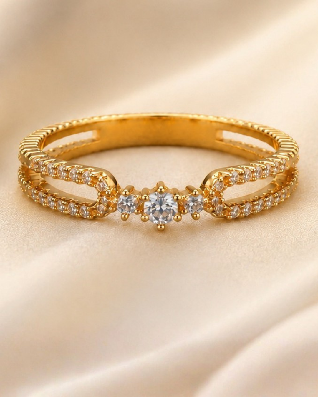 Tricolor Crystal Band Ring