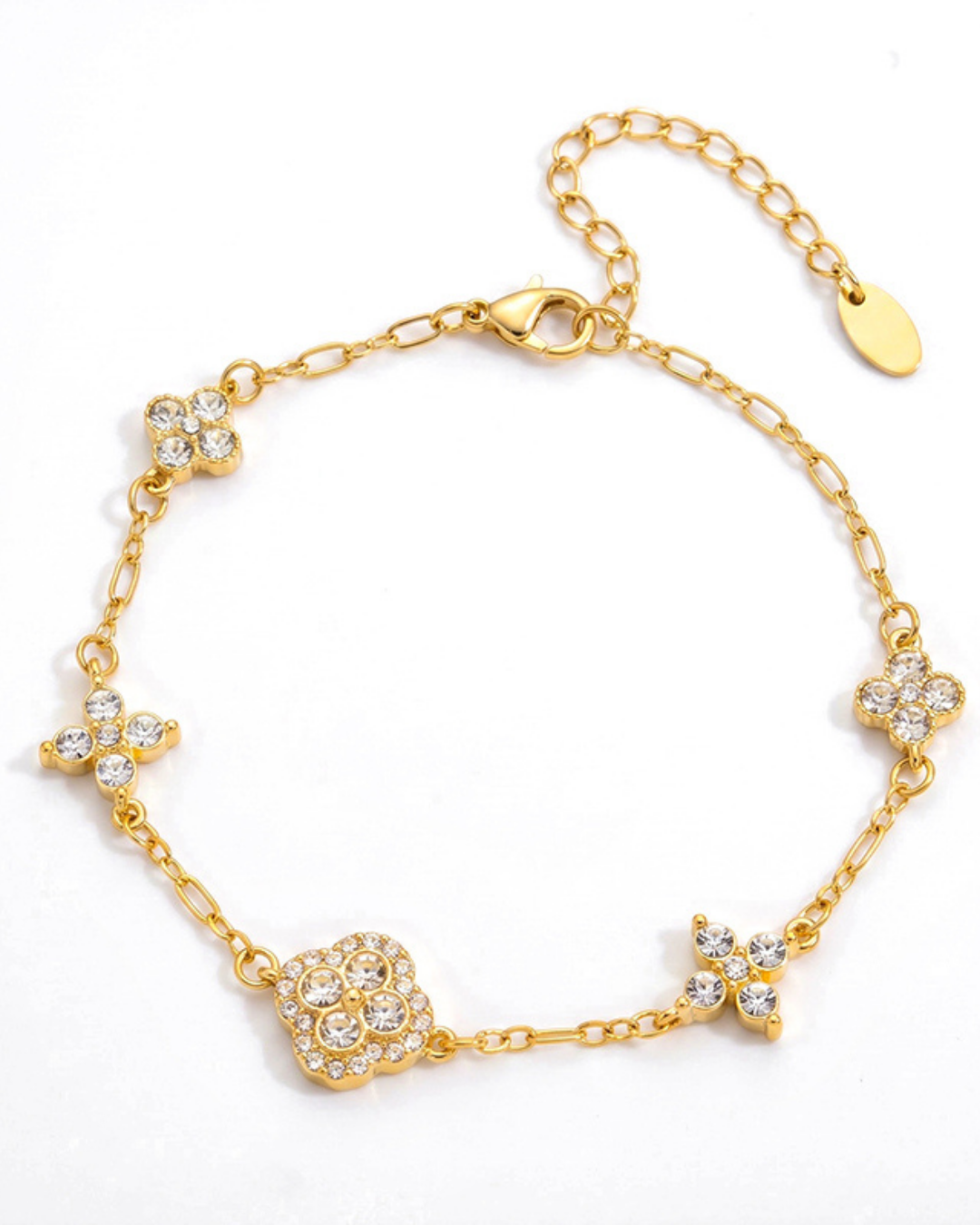 Crystal Clover & Leaf Bracelet