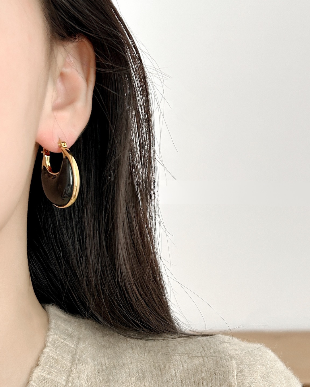 Marbled Crescent Hoop Earrings