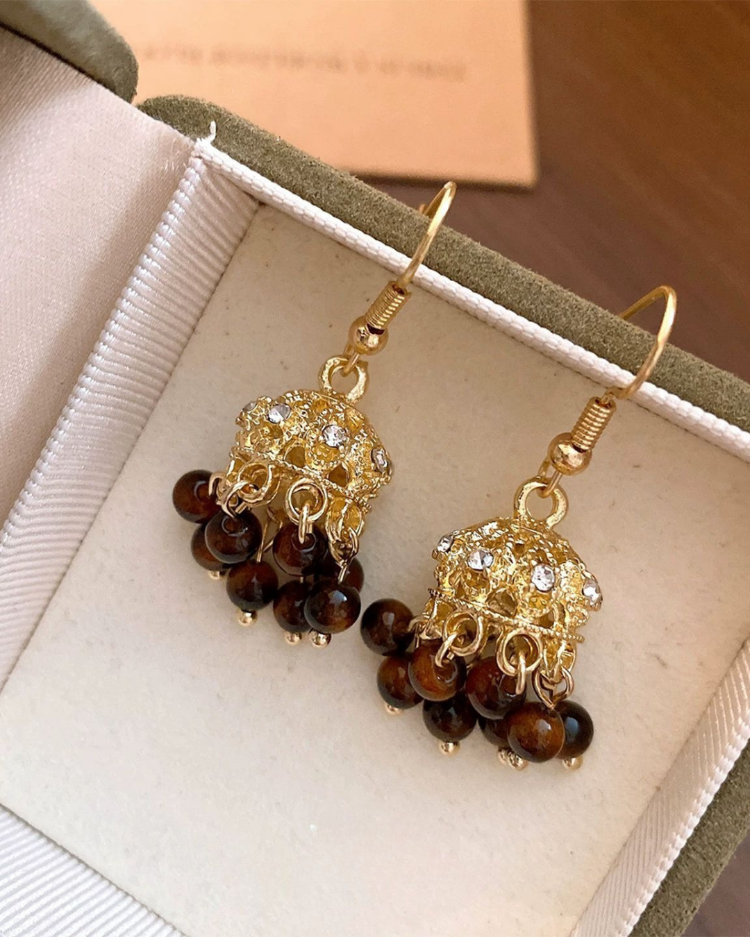 Vintage Amber Bell Drop Earrings