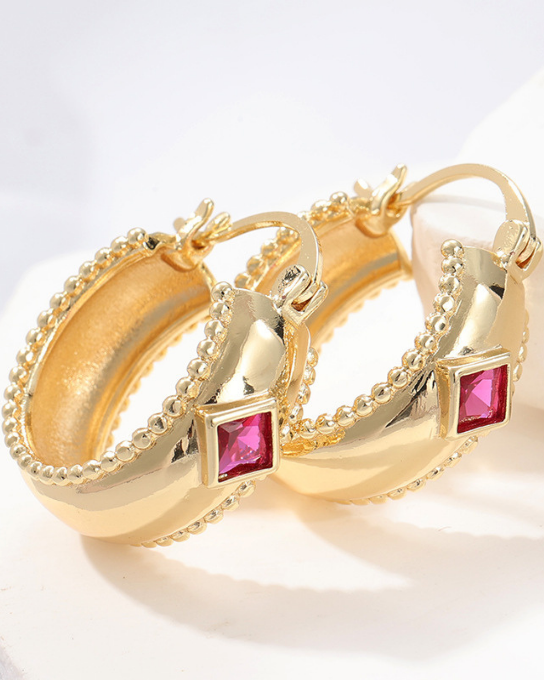 Vintage Square Crystal Hoop Earrings
