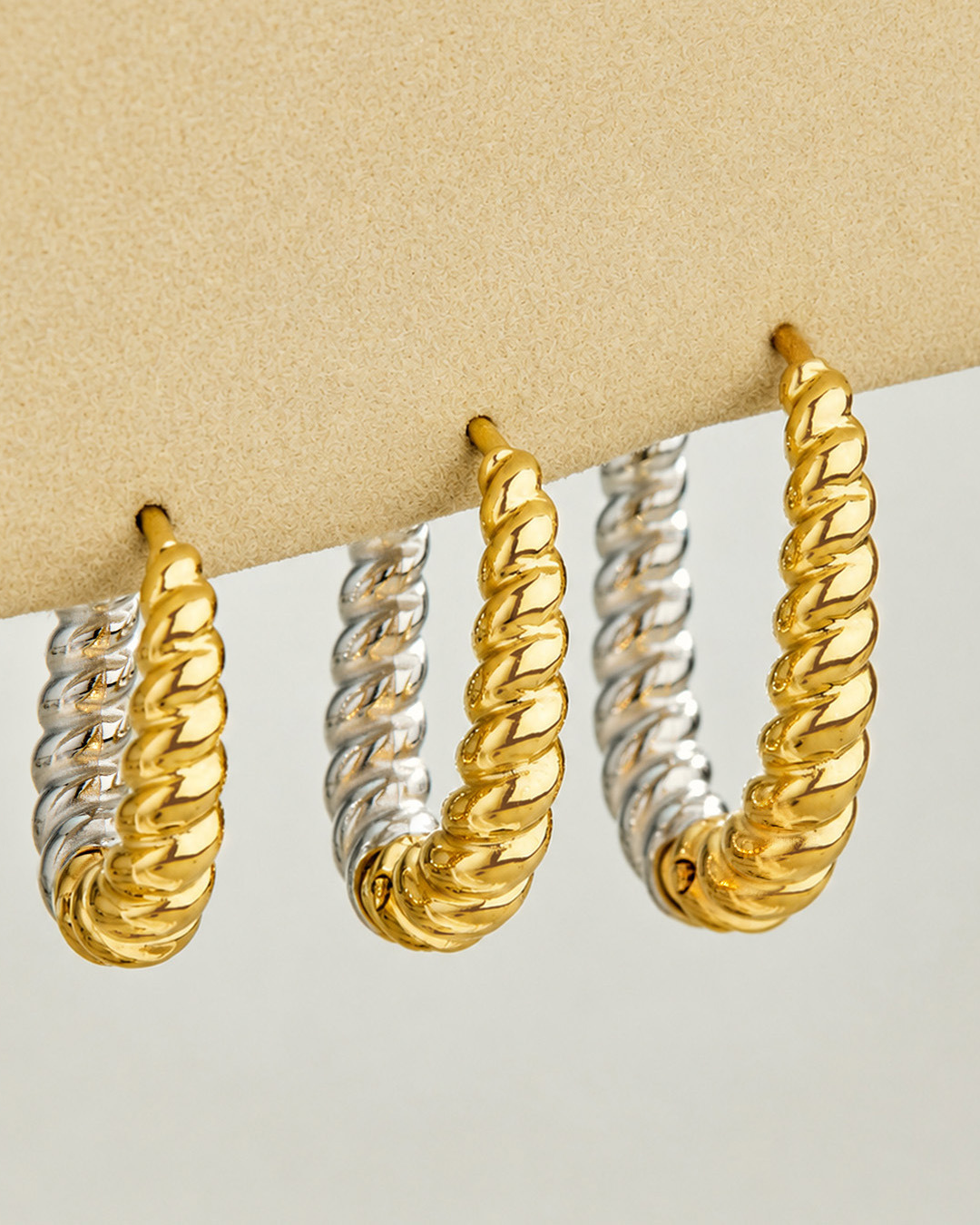Two-Tone Twisted Hoop Earrings