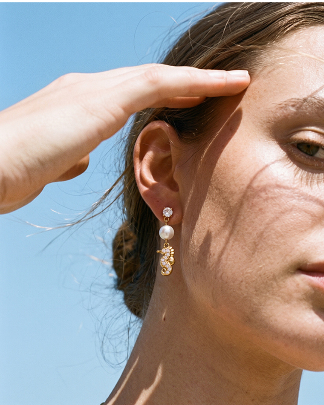 Seahorse Pearl Drop Earrings