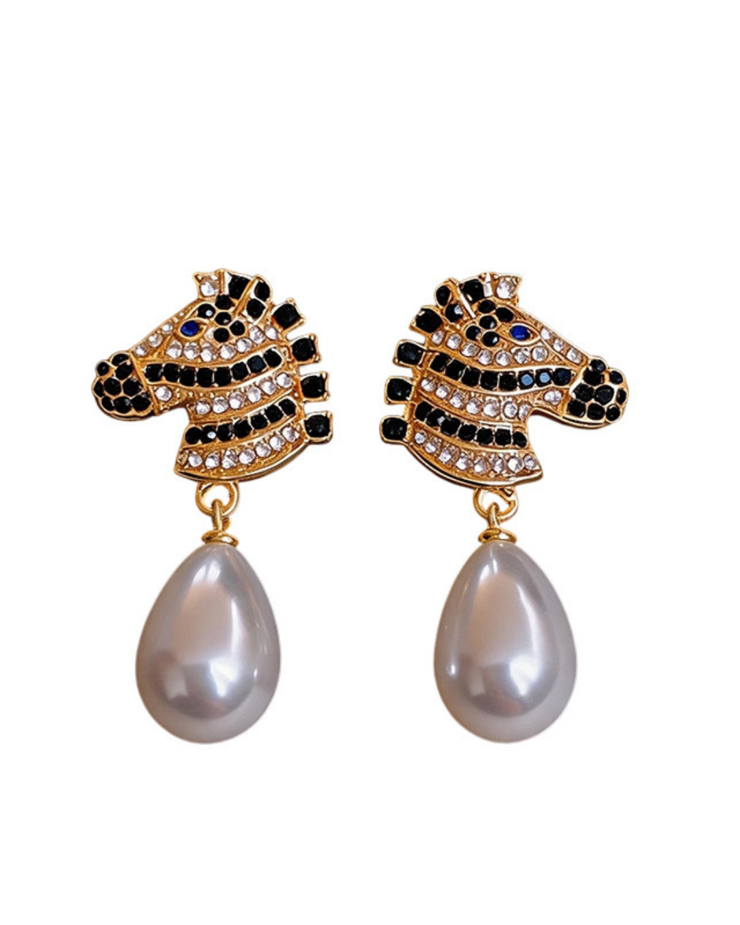 Zebra Pearl Drop Earrings
