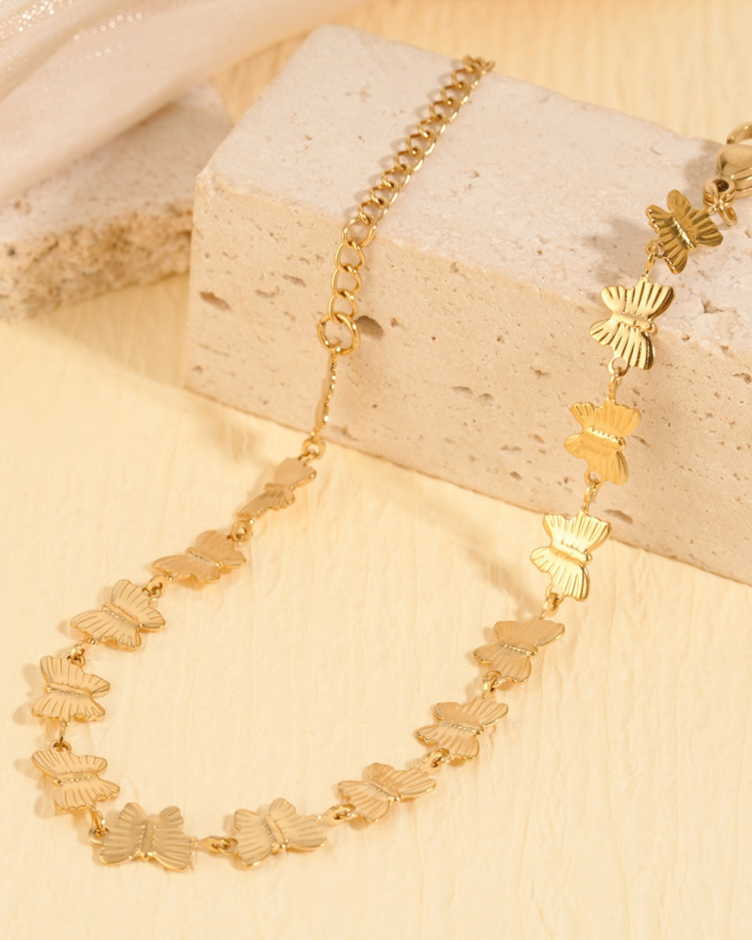 Golden Clover & Butterfly Charm Bracelet