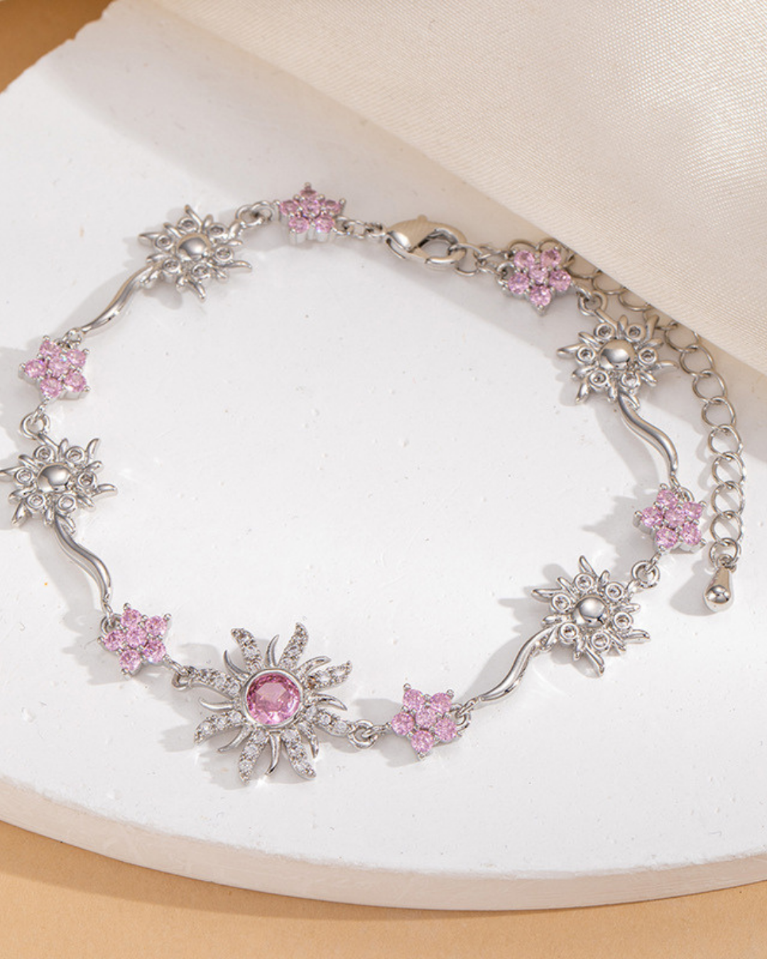 Camellia Zircon Floral Bracelet