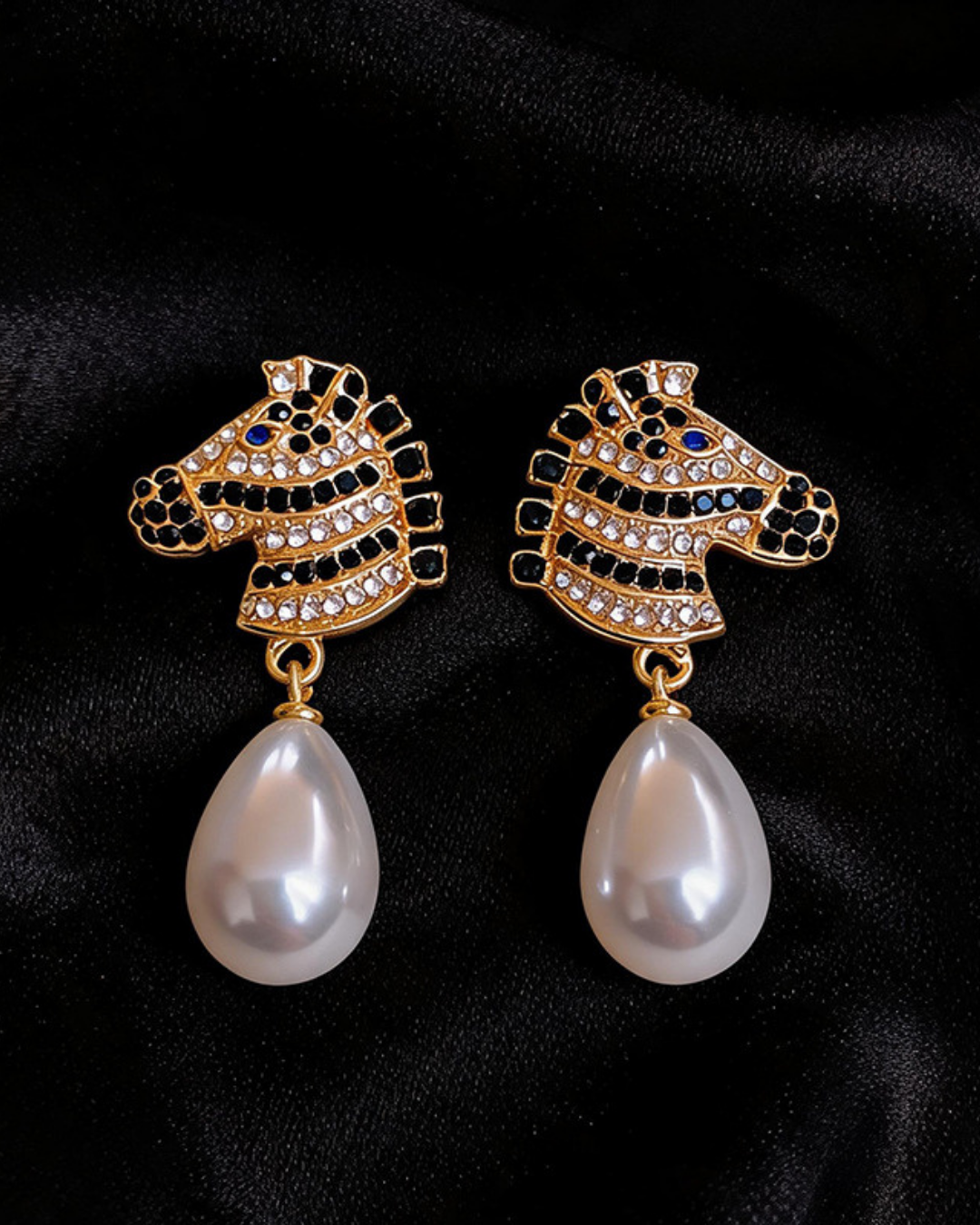 Zebra Pearl Drop Earrings