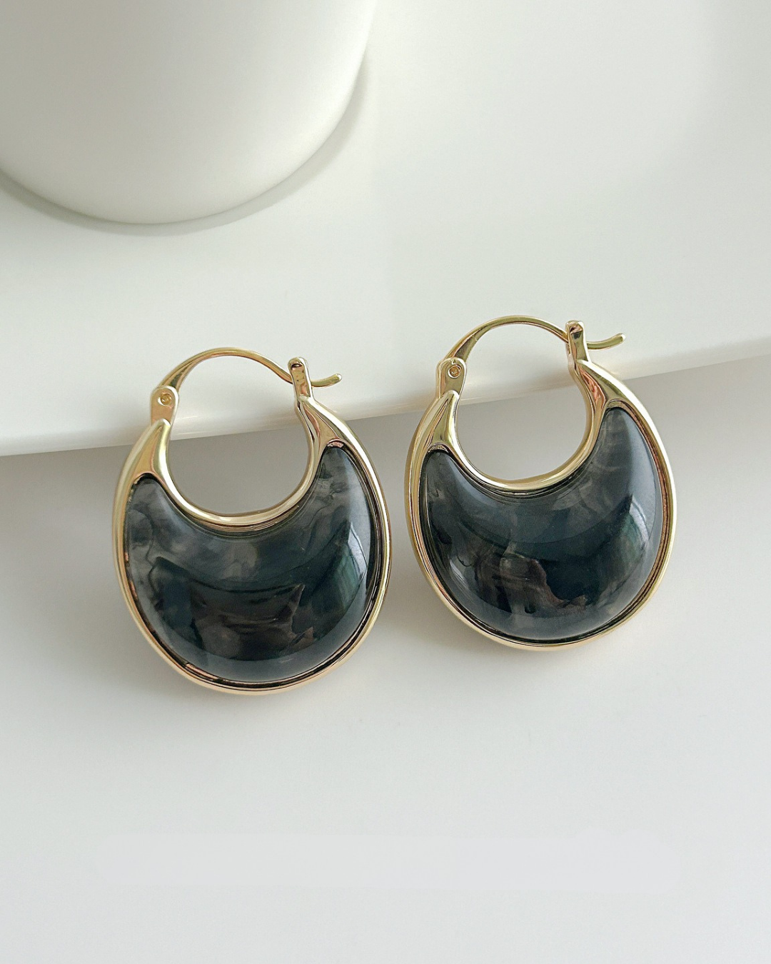 Marbled Crescent Hoop Earrings