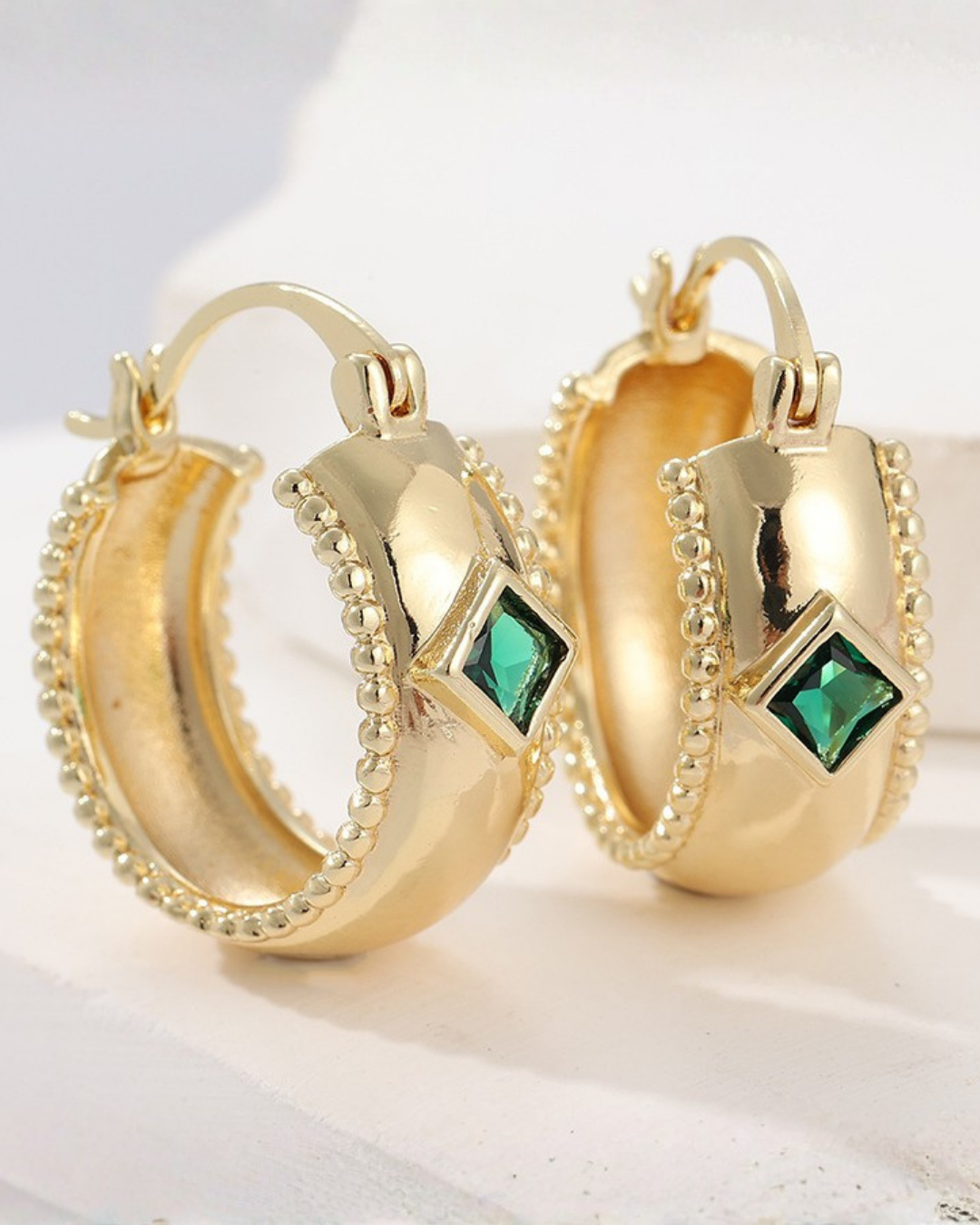 Vintage Square Crystal Hoop Earrings