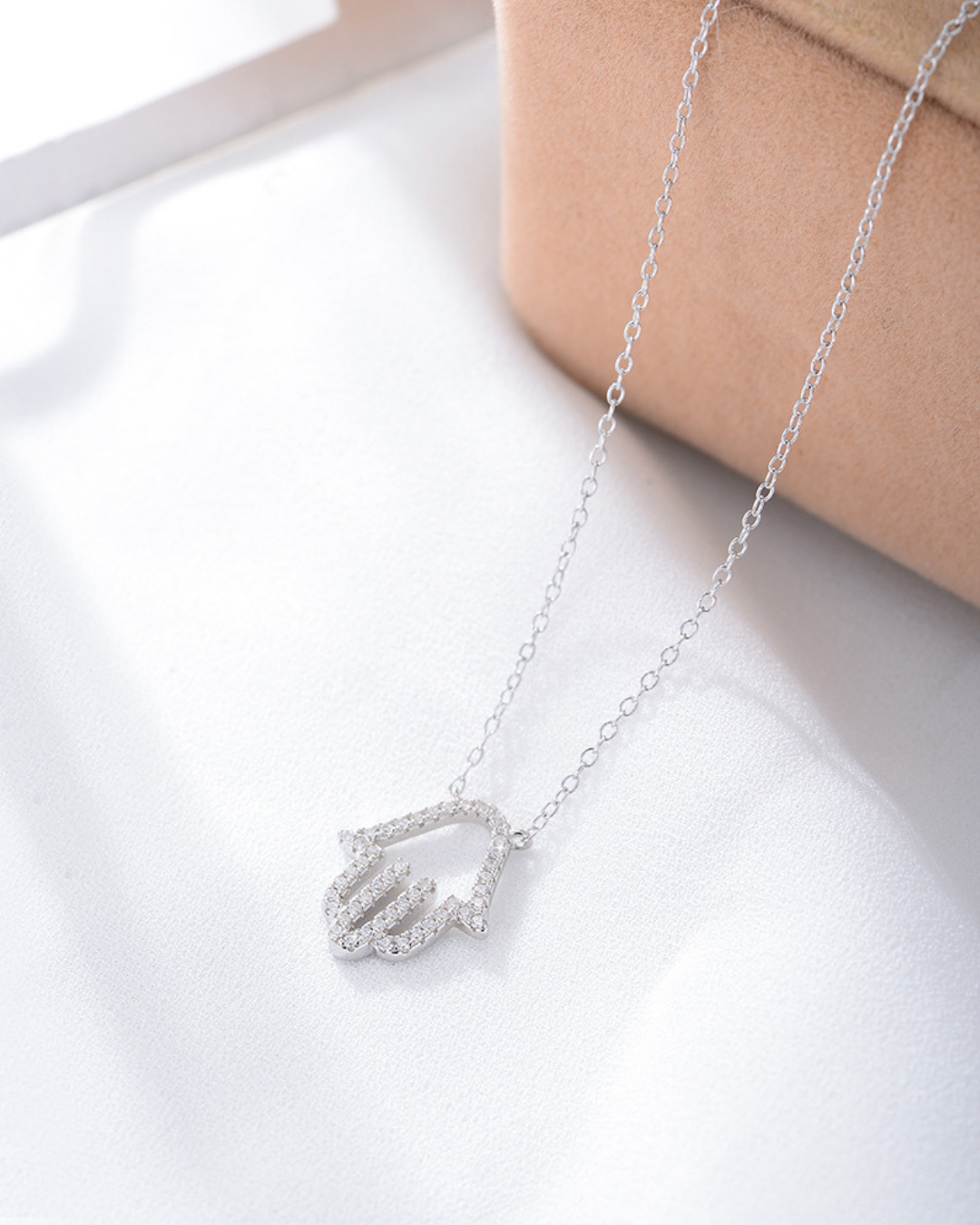 Crystal Hamsa Pendant Necklace