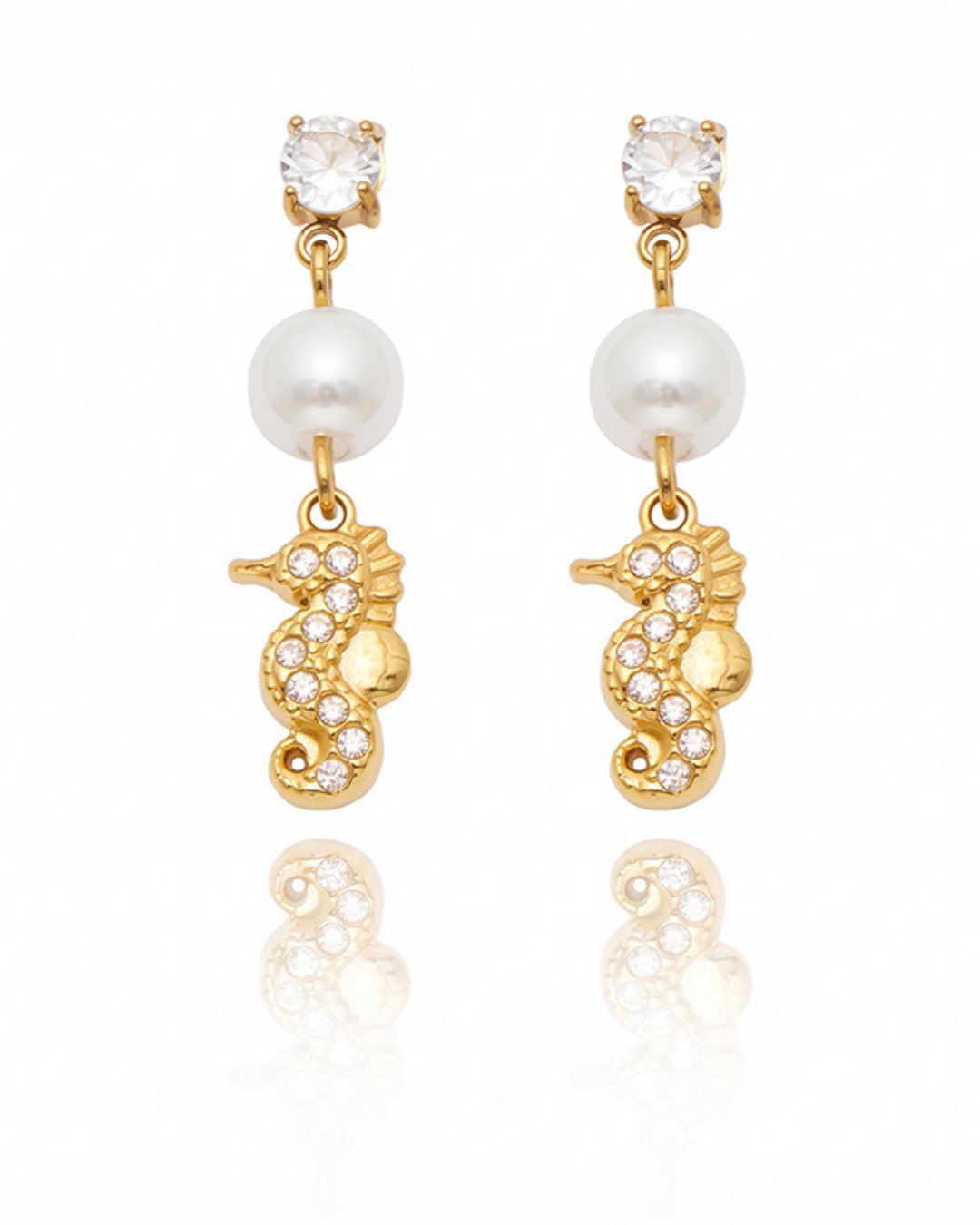 Seahorse Pearl Drop Earrings