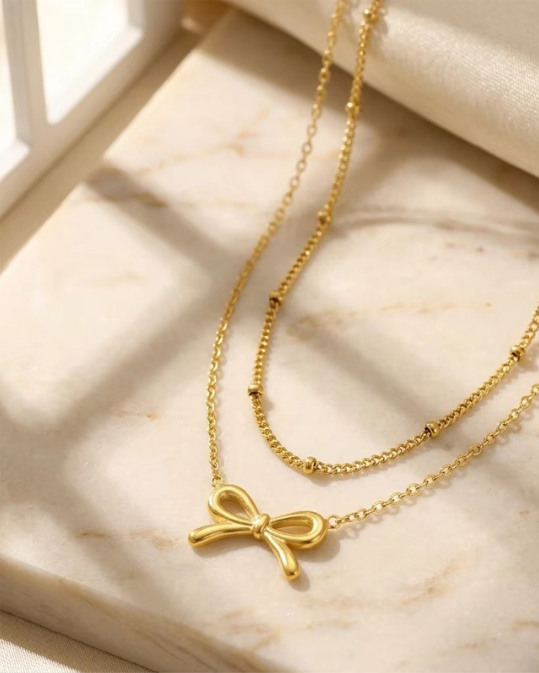 Double-Layer Bow Necklace
