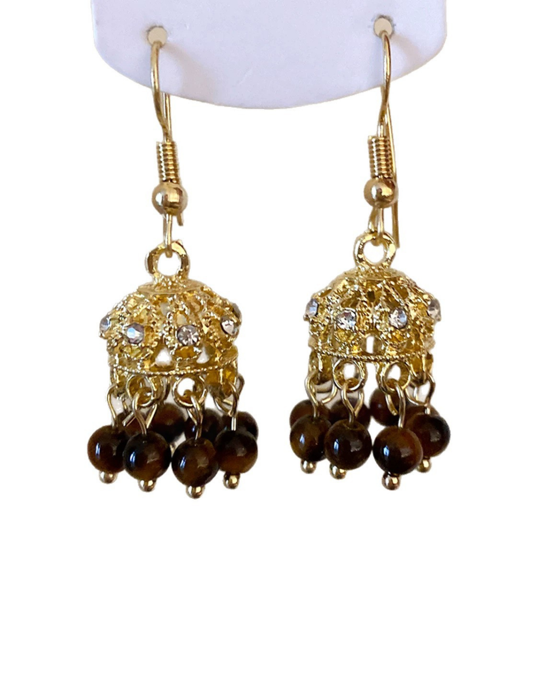 Vintage Amber Bell Drop Earrings