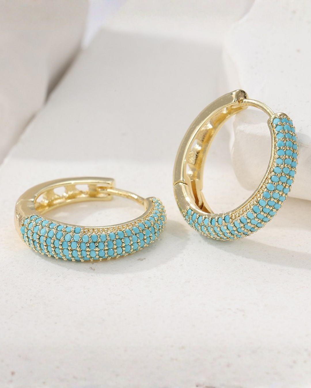 Turquoise Beaded Hoop Earrings