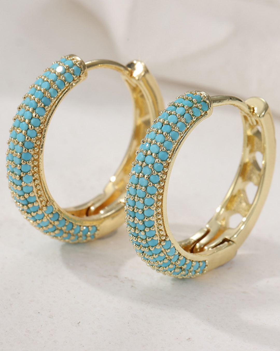 Turquoise Beaded Hoop Earrings