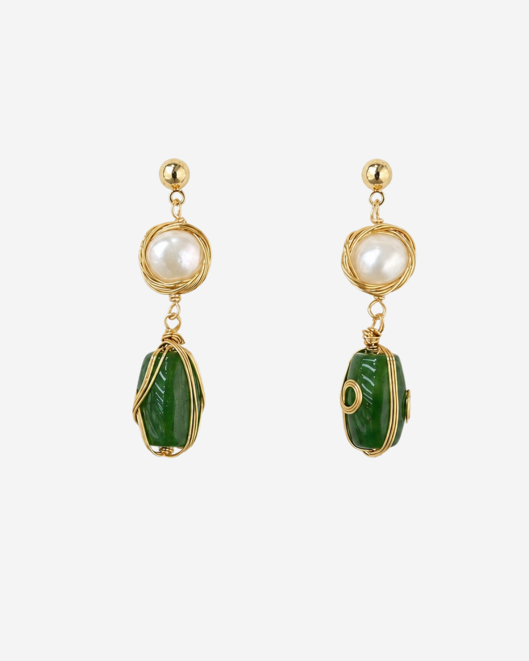 Valentina Green Pearl Drop Earrings
