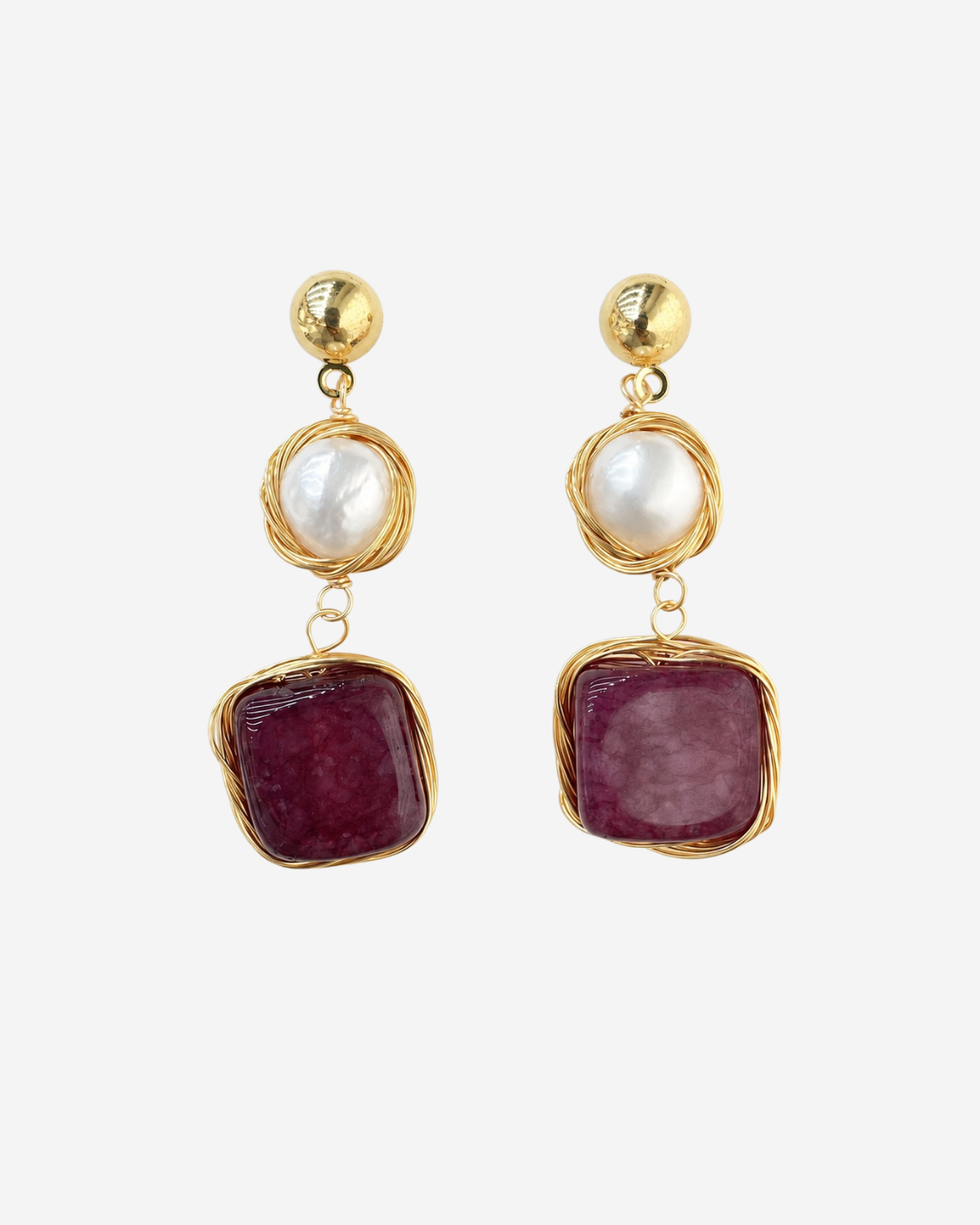 Vittoria Pearl & Square Drop Earrings